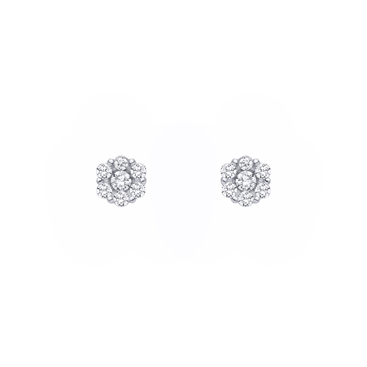 Silver  CZ 7-Stone Daisy Cluster Stud Earrings - EAG1462