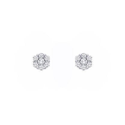 Silver  CZ 7-Stone Daisy Cluster Stud Earrings - EAG1462