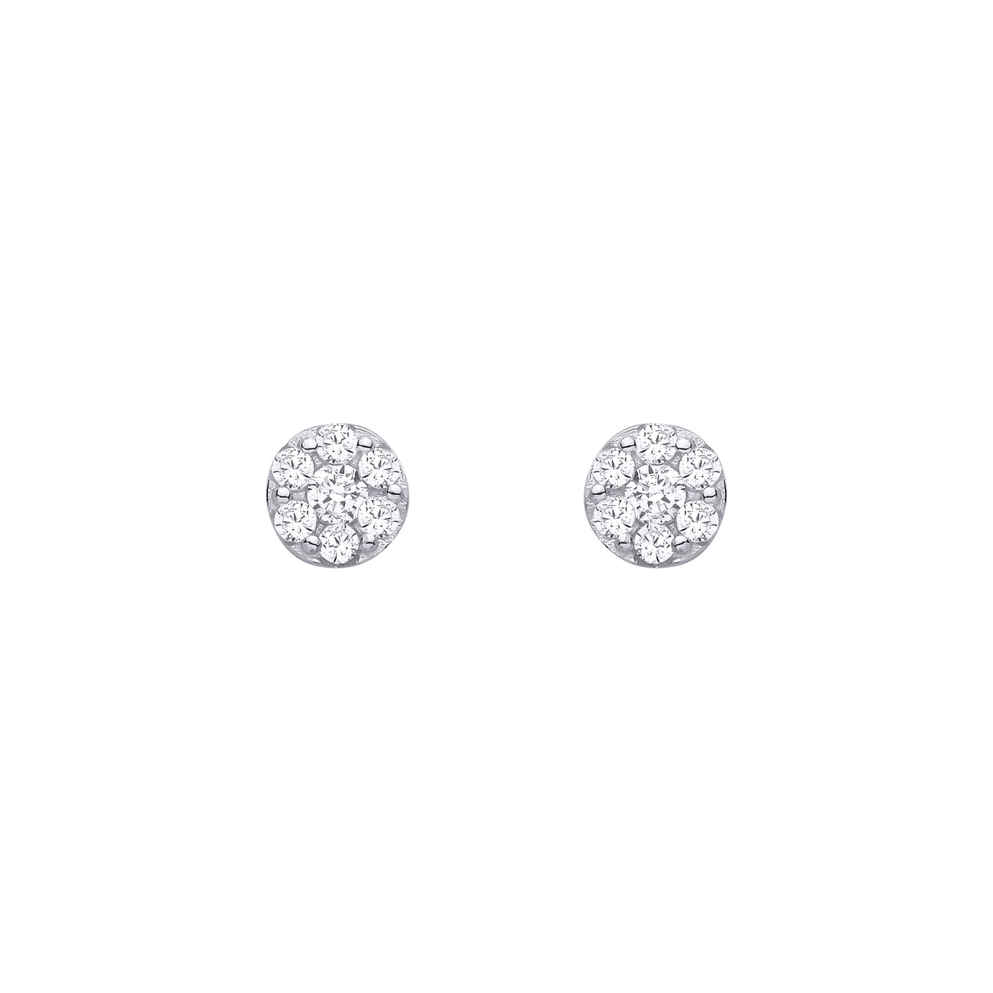 Silver  CZ Cluster Stud Earrings - EAG1463