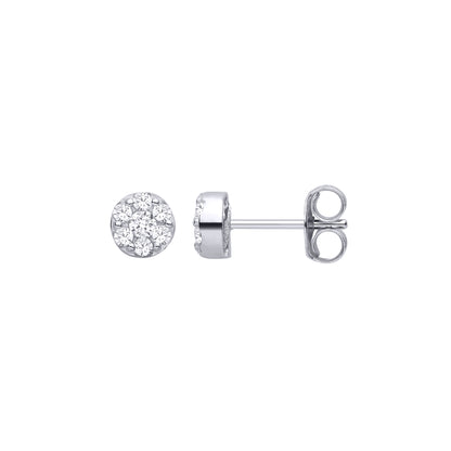 Silver  CZ Cluster Stud Earrings - EAG1463