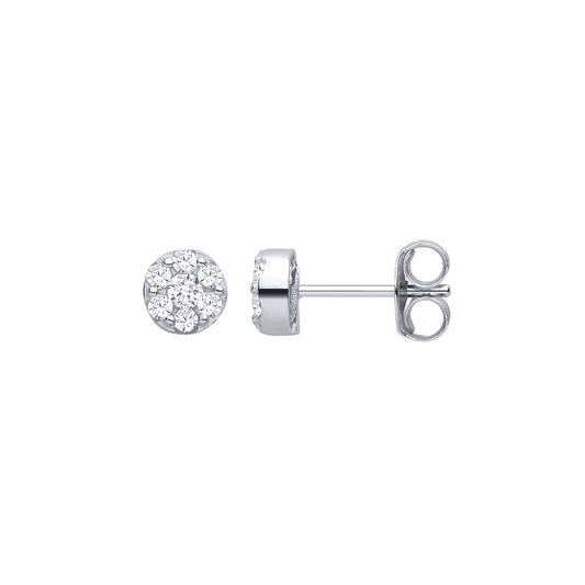 Silver  CZ Cluster Stud Earrings - EAG1463