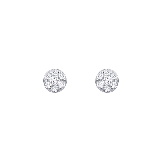 Silver  CZ Cluster Stud Earrings - EAG1463