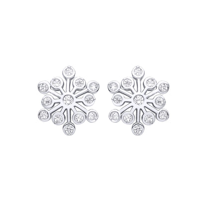 Silver  CZ Firework Cluster Stud Earrings - EAG1470