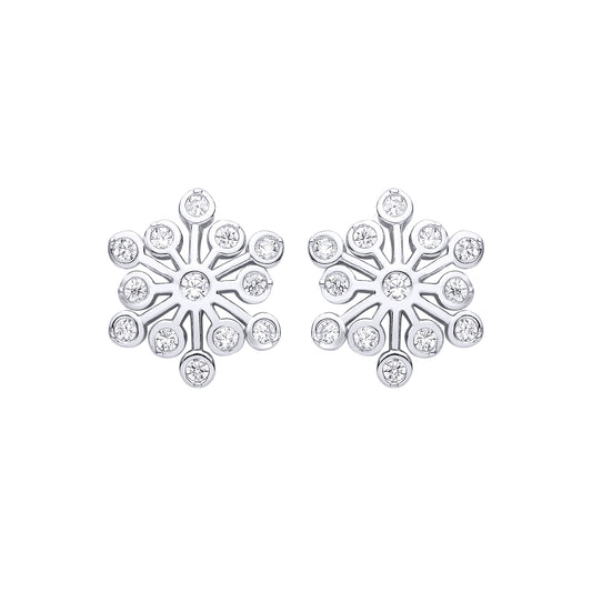 Silver  CZ Firework Cluster Stud Earrings - EAG1470