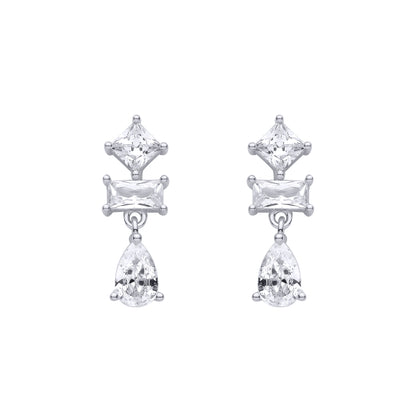 Silver  CZ Fancy Shapes Dangle Drop Earrings - EAG1472