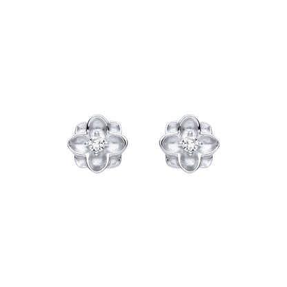 Silver  CZ Flower Stud Earrings - EAG1475