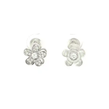 Gilded Silver  Pear CZ Spinning Flower Windmill Drop Earrings - EAG1478