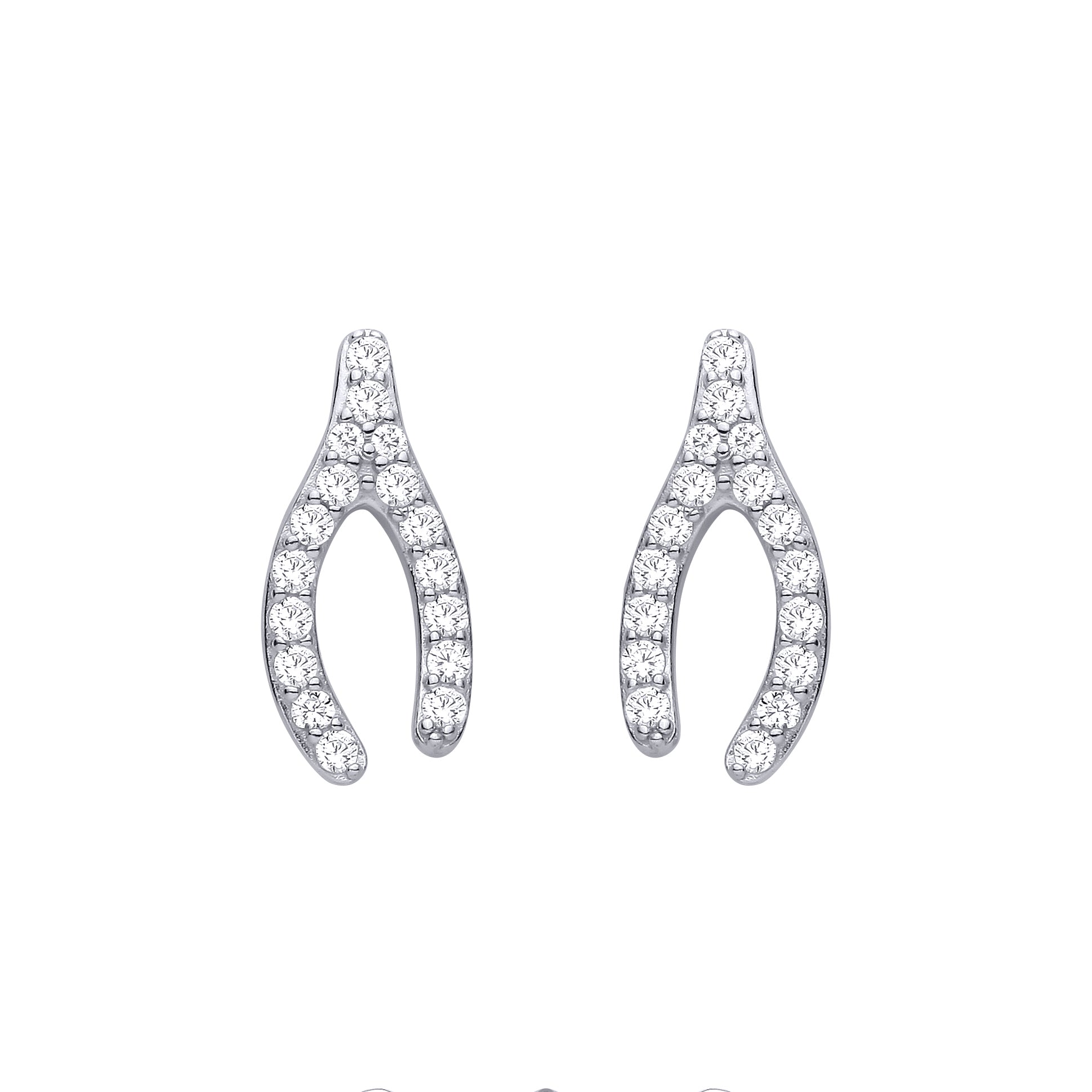 Silver  CZ Horseshoe Stud Earrings - EAG1480