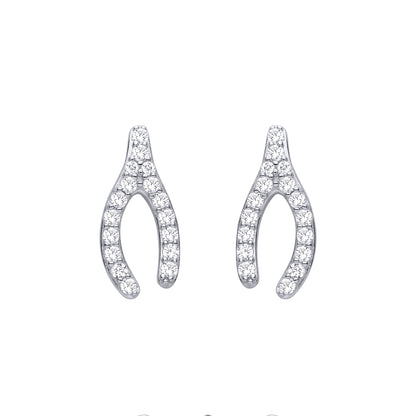 Silver  CZ Horseshoe Stud Earrings - EAG1480