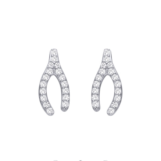 Silver  CZ Horseshoe Stud Earrings - EAG1480