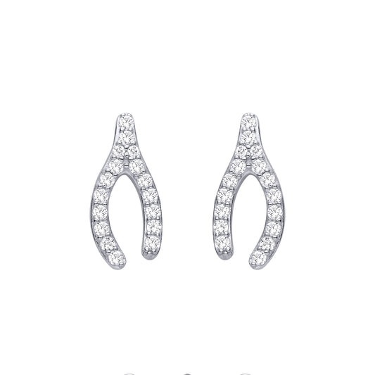 Silver  CZ Horseshoe Stud Earrings - EAG1480