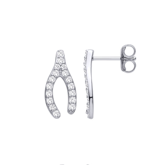 Silver  CZ Horseshoe Stud Earrings - EAG1480