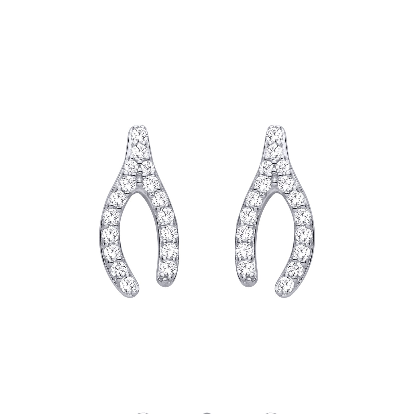 Silver  CZ Encrusted Wishbone Horseshoe Drop Earrings - EAG1480