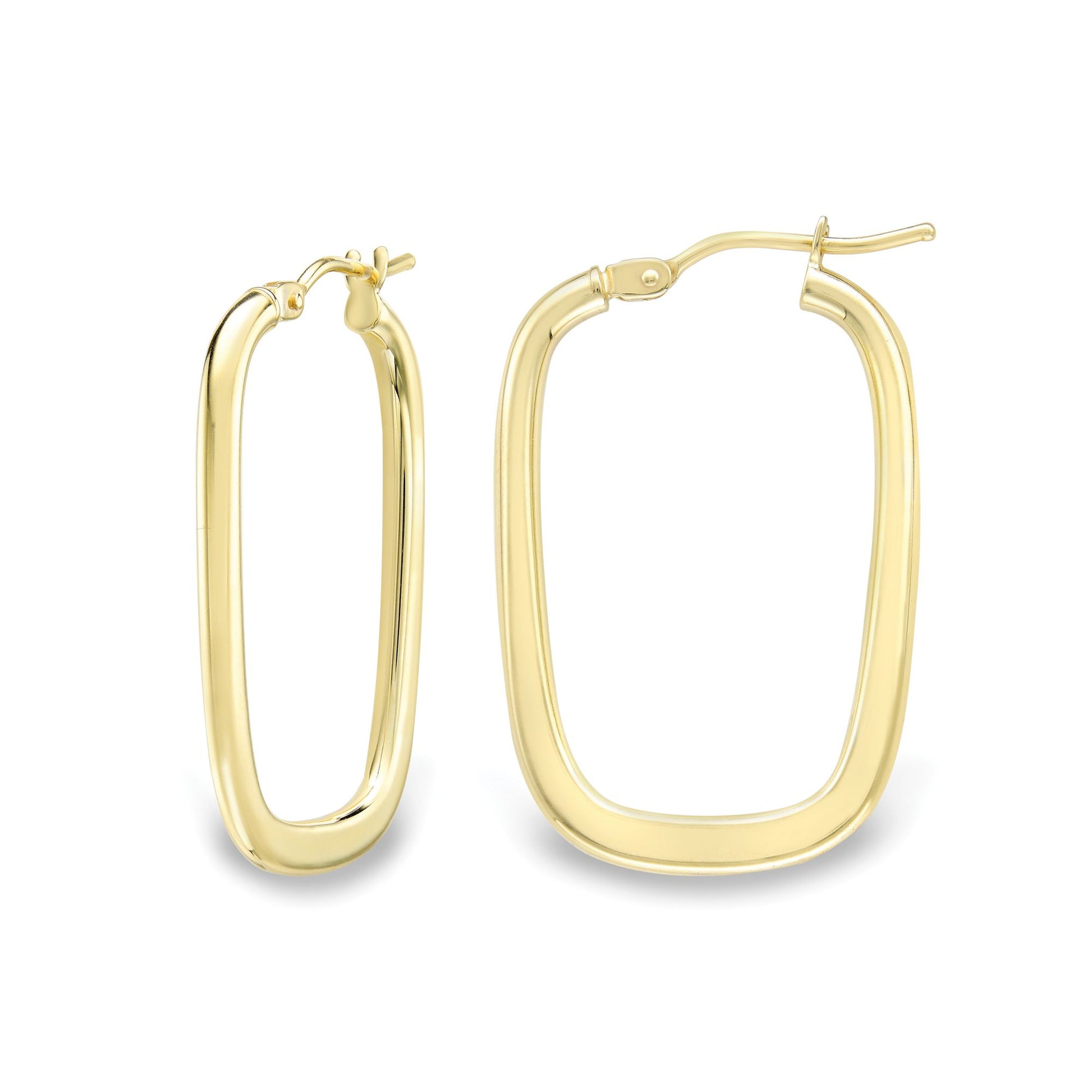 Ladies 9ct Gold  Square Oval Apple Hoop Creole Earrings 25mm - EANR02035