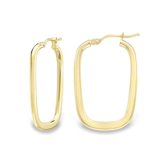 Ladies 9ct Gold  Square Oval Apple Hoop Creole Earrings 25mm - EANR02035