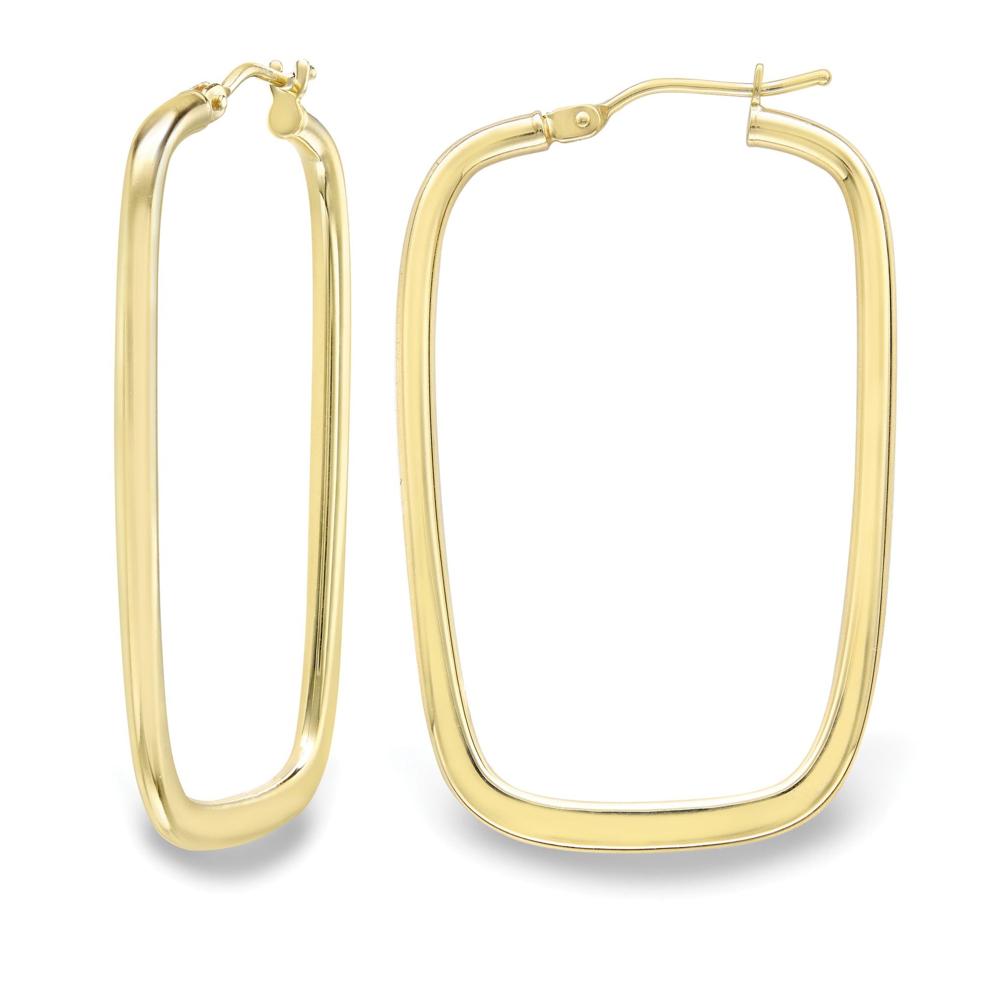 Ladies 9ct Gold  Square Oval Apple Hoop Creole Earrings 32mm - EANR02036
