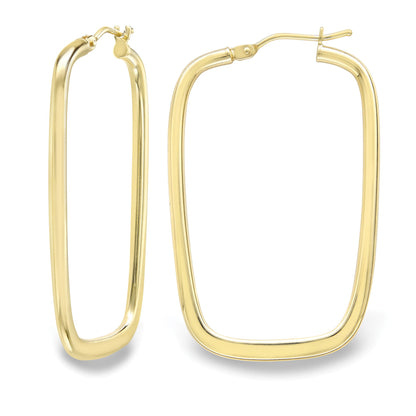 Ladies 9ct Gold  Square Oval Apple Hoop Creole Earrings 32mm - EANR02036