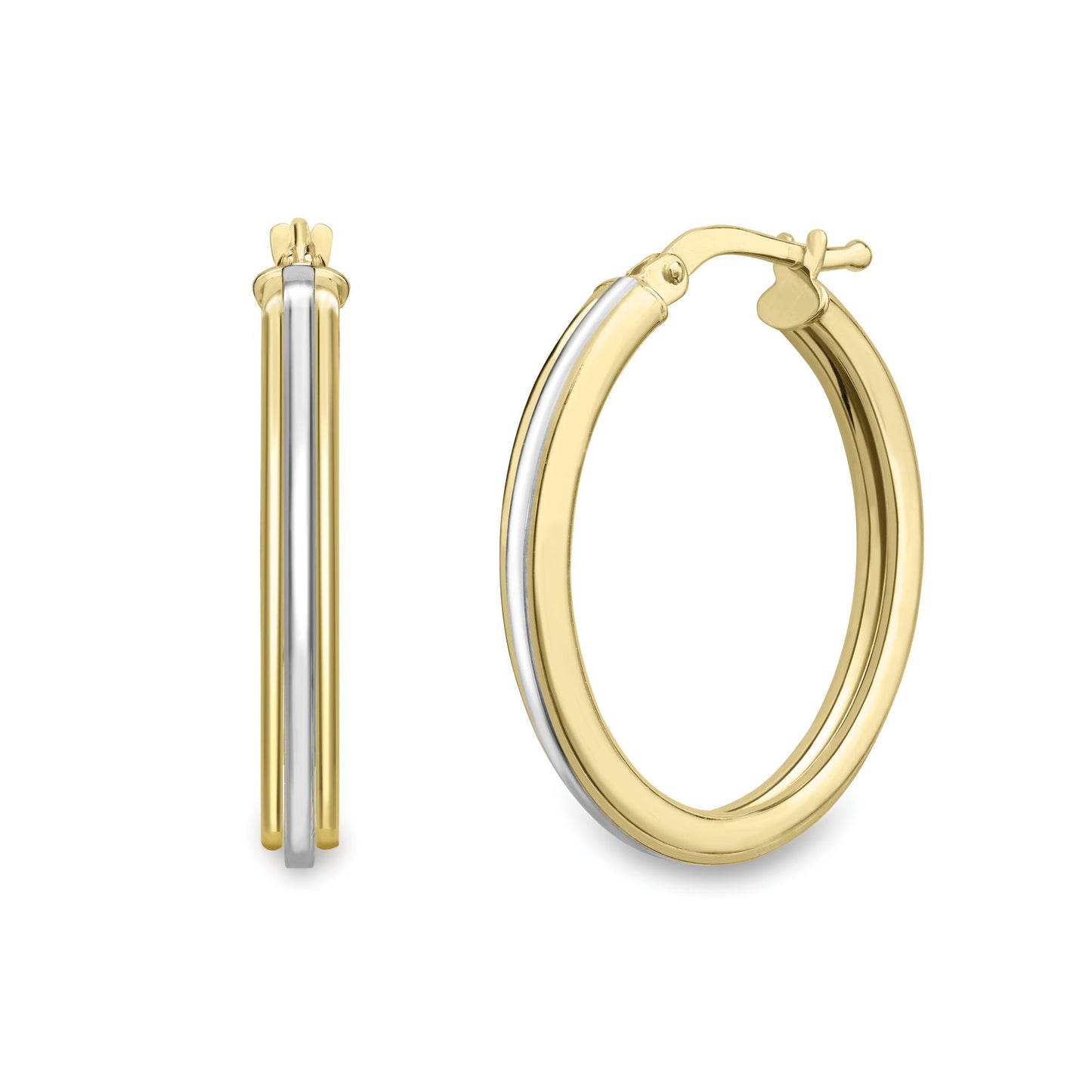 Ladies 9ct Yellow Gold  Step Cut Oval Hoop Creole Earrings 20mm - EANR02071