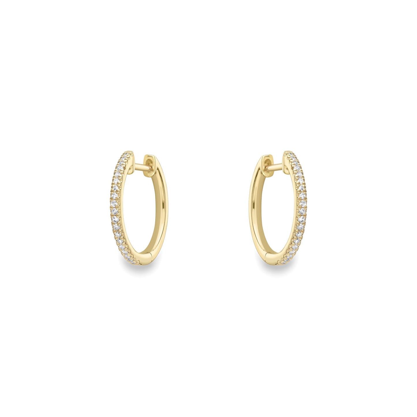 Ladies 9ct Yellow Gold  Diamond Eternity Huggie Hoop Earrings 15mm - EANR02083