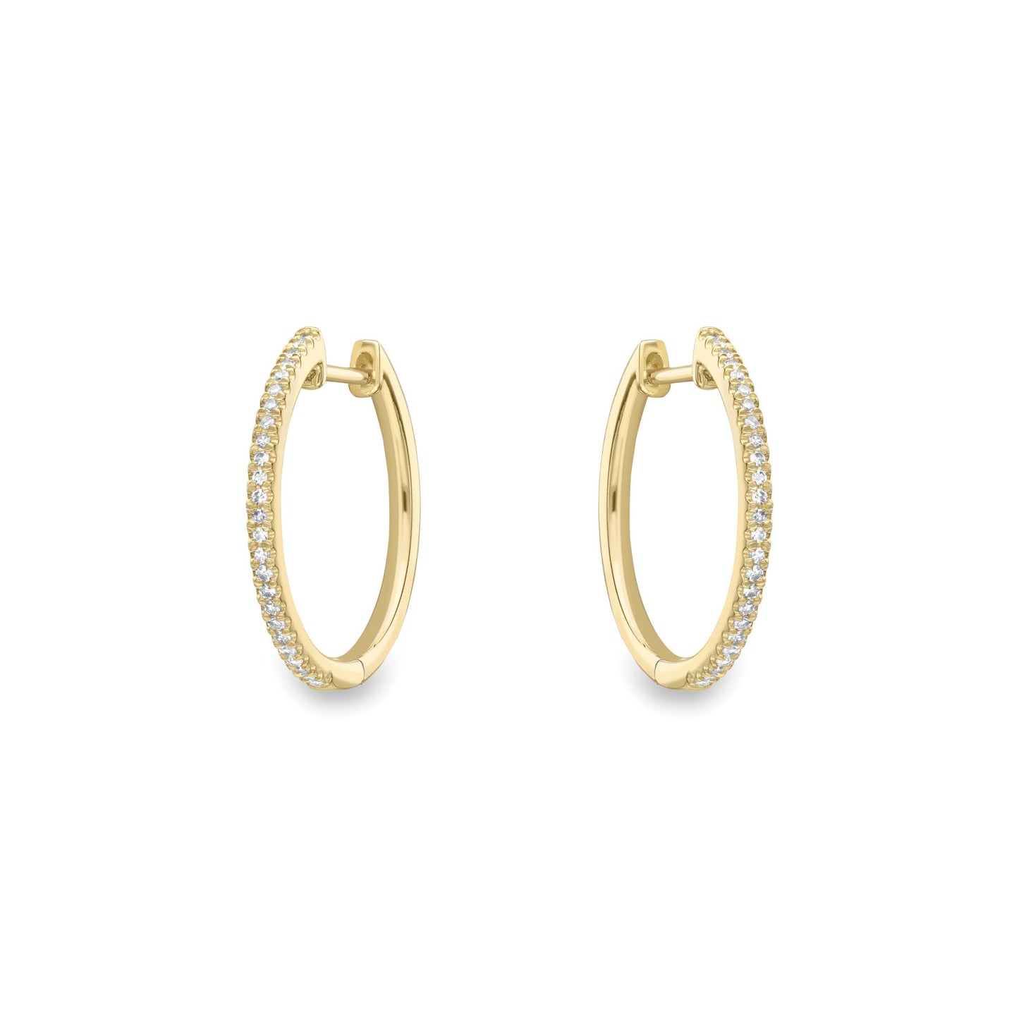 Ladies 9ct Gold  Diamond Eternity Huggie Hoop Drop Earrings 20mm - EANR02084