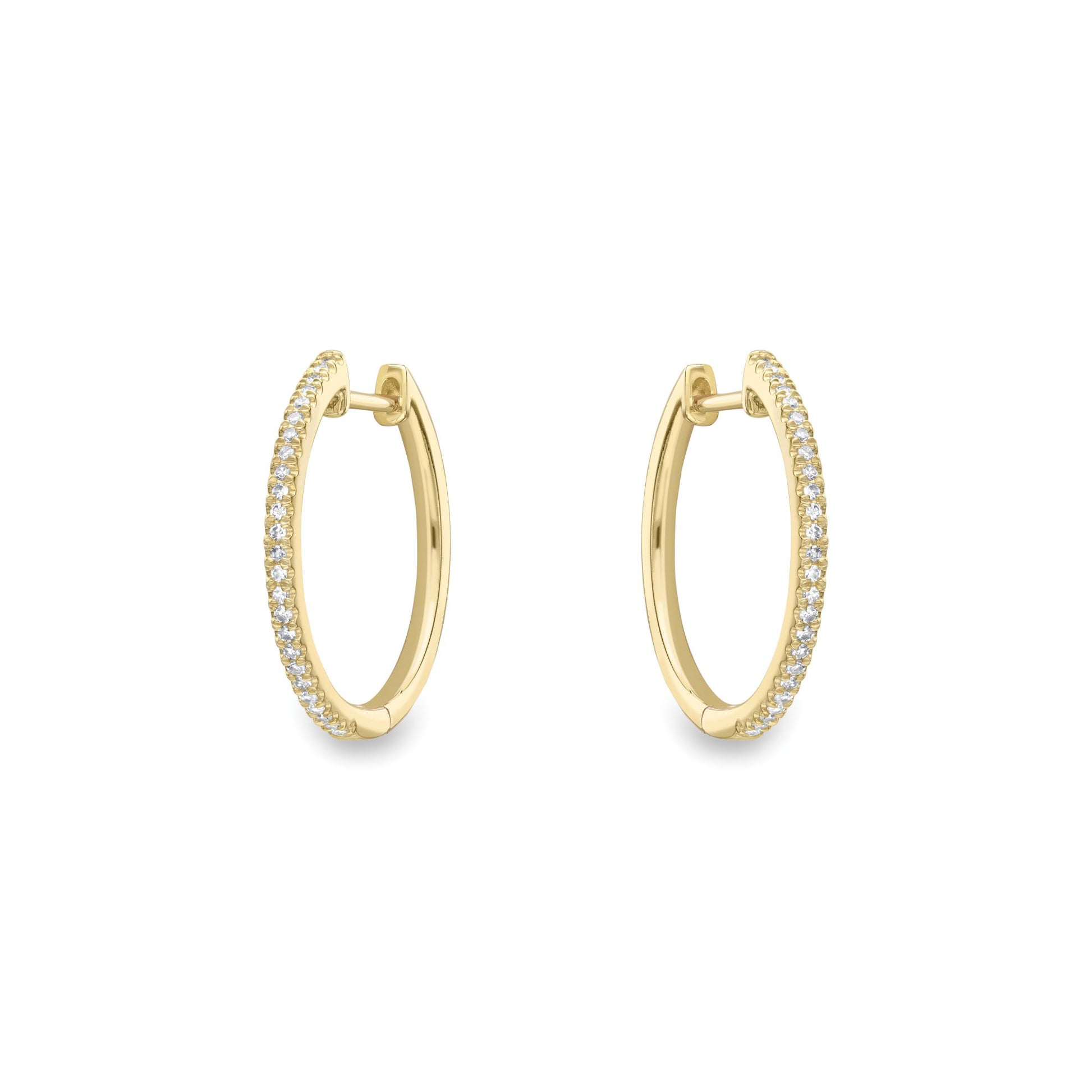Ladies 9ct Gold  Diamond Eternity Huggie Hoop Drop Earrings 20mm - EANR02084