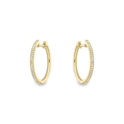 Ladies 9ct Gold  Diamond Eternity Huggie Hoop Drop Earrings 20mm - EANR02084