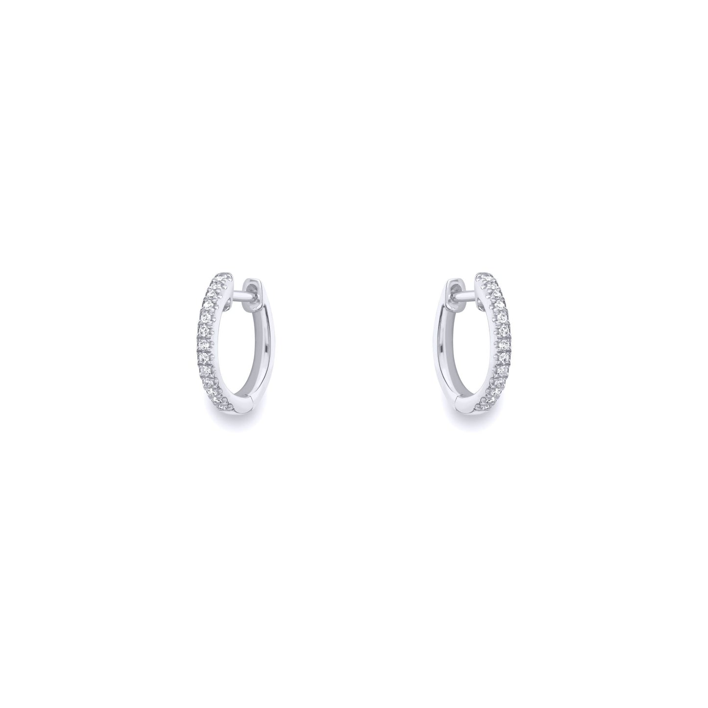 Ladies 9ct White Gold  Diamond Eternity Huggie Hoop Earrings 10mm - EANR02085