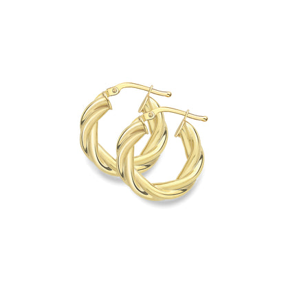 9ct Gold  Twisted Hoop Earrings - EANR02163