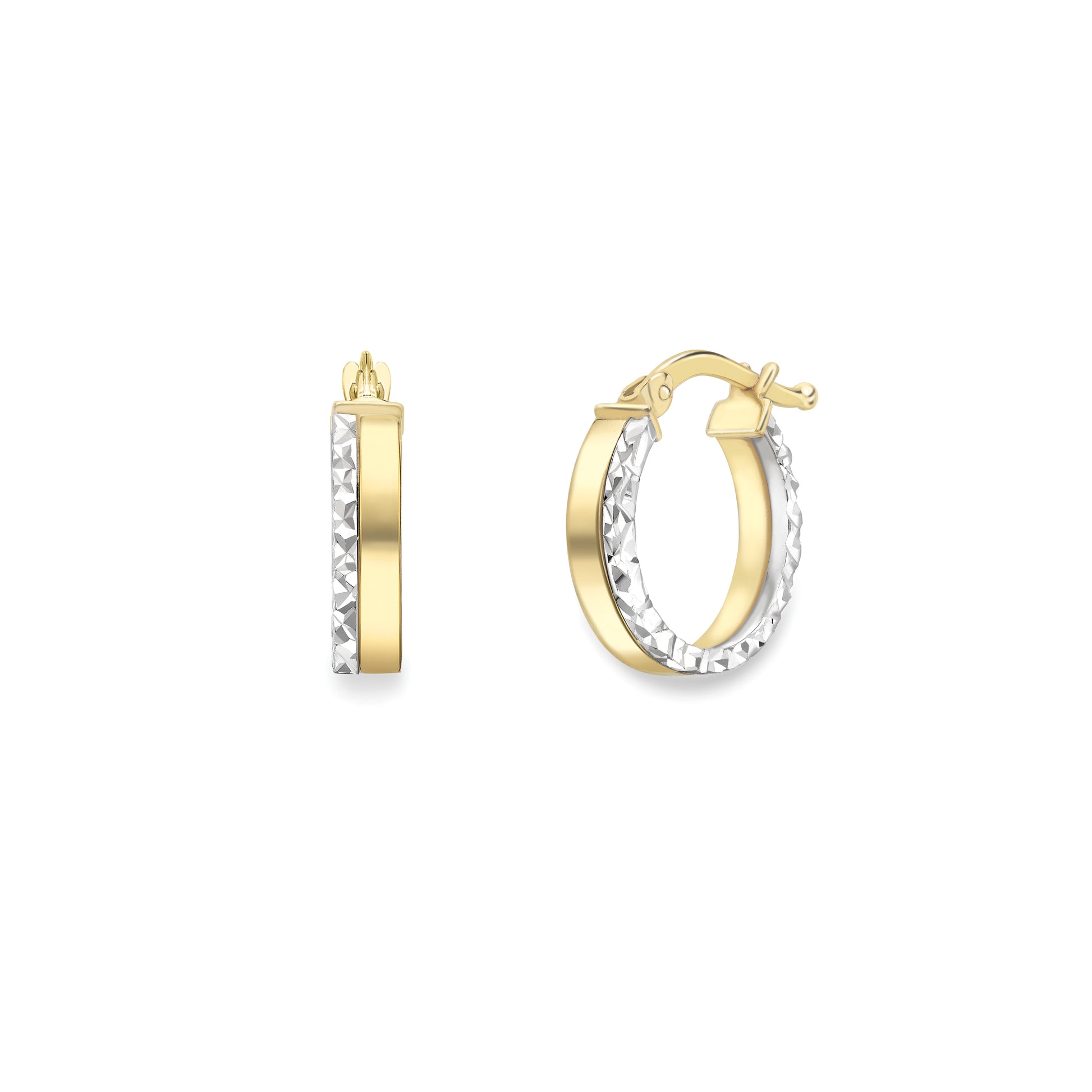 9ct Gold  Two-Tone Hoop Earrings - EANR02166