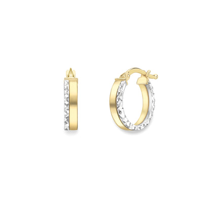 9ct Gold  Two-Tone Hoop Earrings - EANR02166