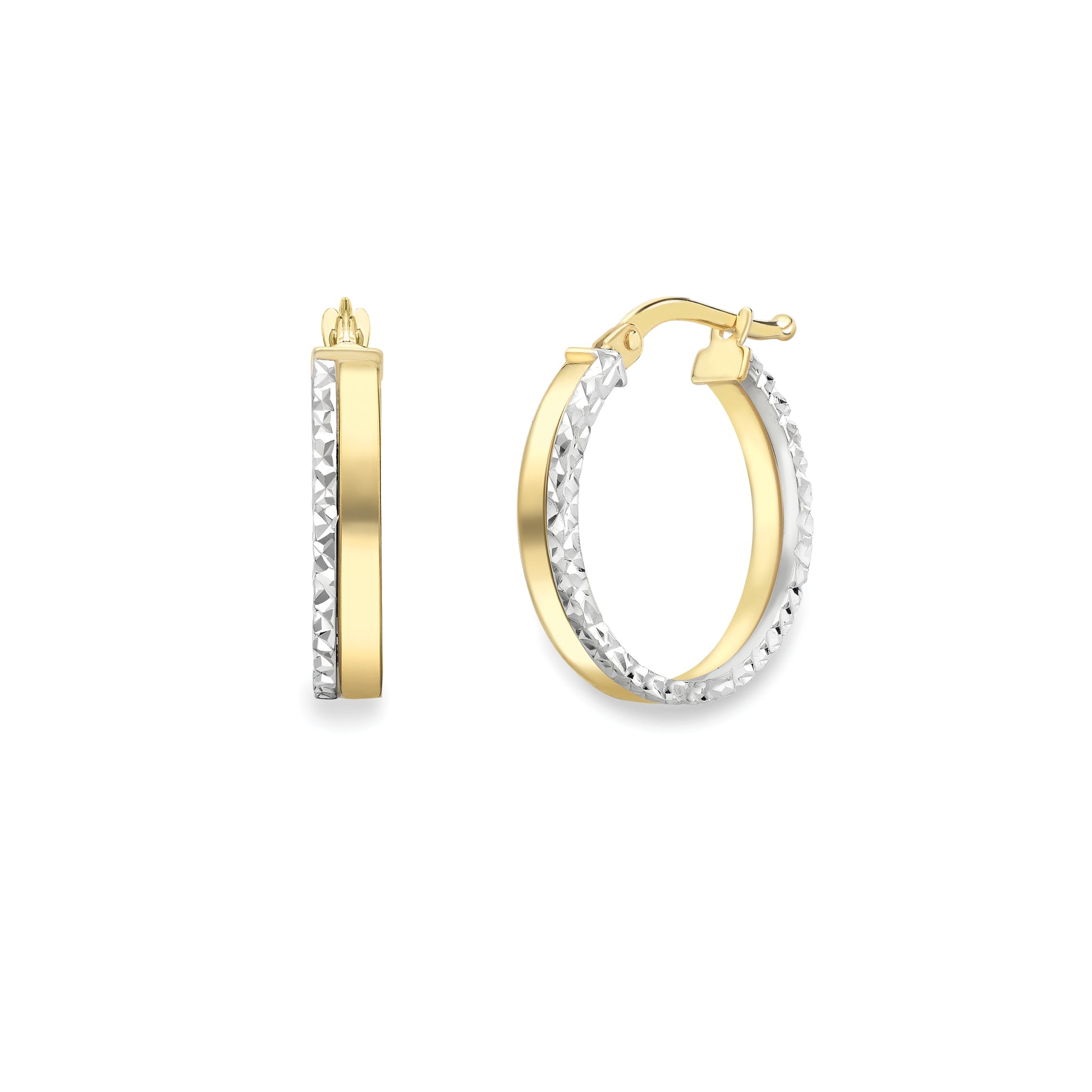 9ct Gold  Two-Tone Hoop Earrings - EANR02167