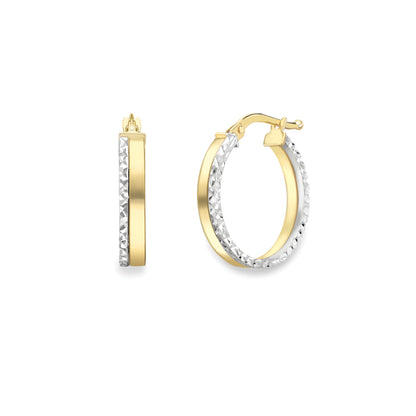 9ct Gold  Two-Tone Hoop Earrings - EANR02167