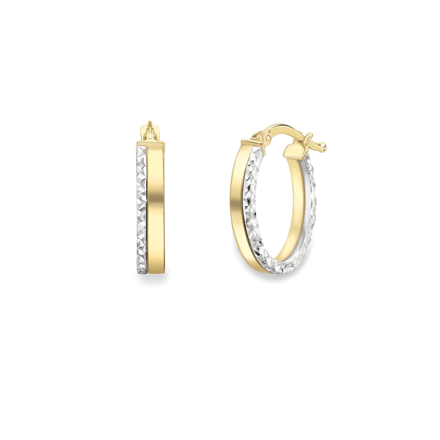 9ct Gold  Two-Tone Oval Hoops - EANR02168