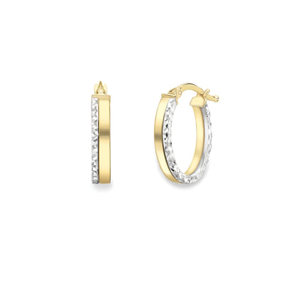 9ct Gold  Two-Tone Oval Hoops - EANR02168