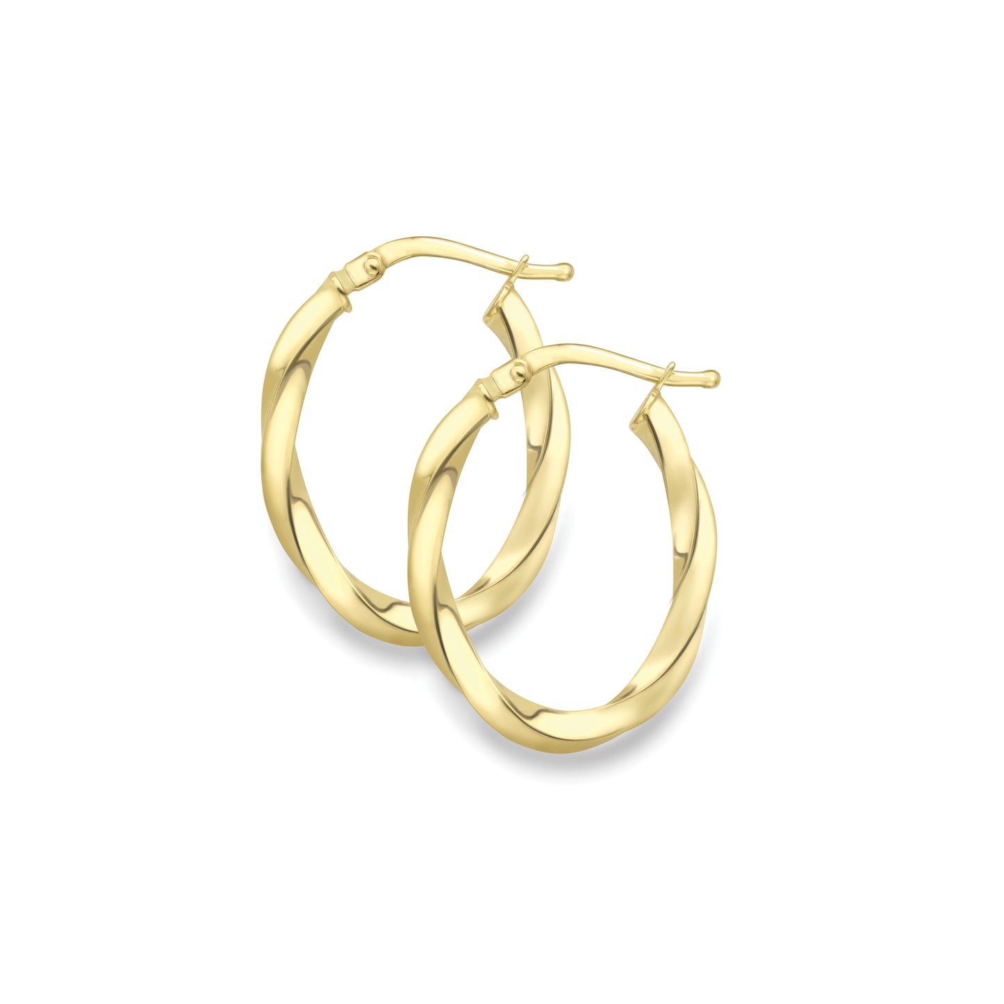 9ct Gold  Twisted Oval Hoop Earrings - EANR02176