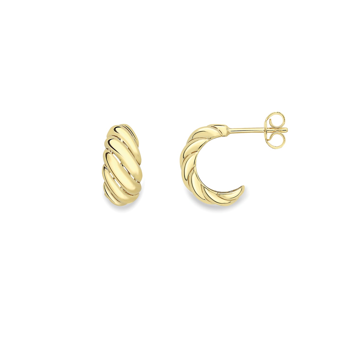 9ct Gold  Half Hoop Stud Earrings - EANR02177