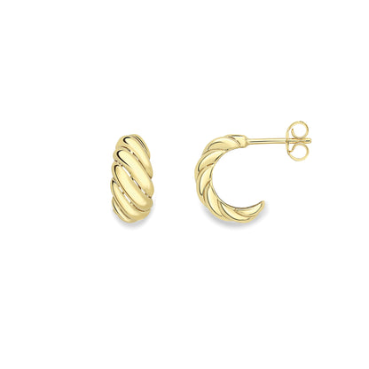 9ct Gold  Half Hoop Stud Earrings - EANR02177
