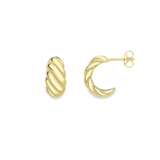 9ct Gold  Half Hoop Stud Earrings - EANR02178