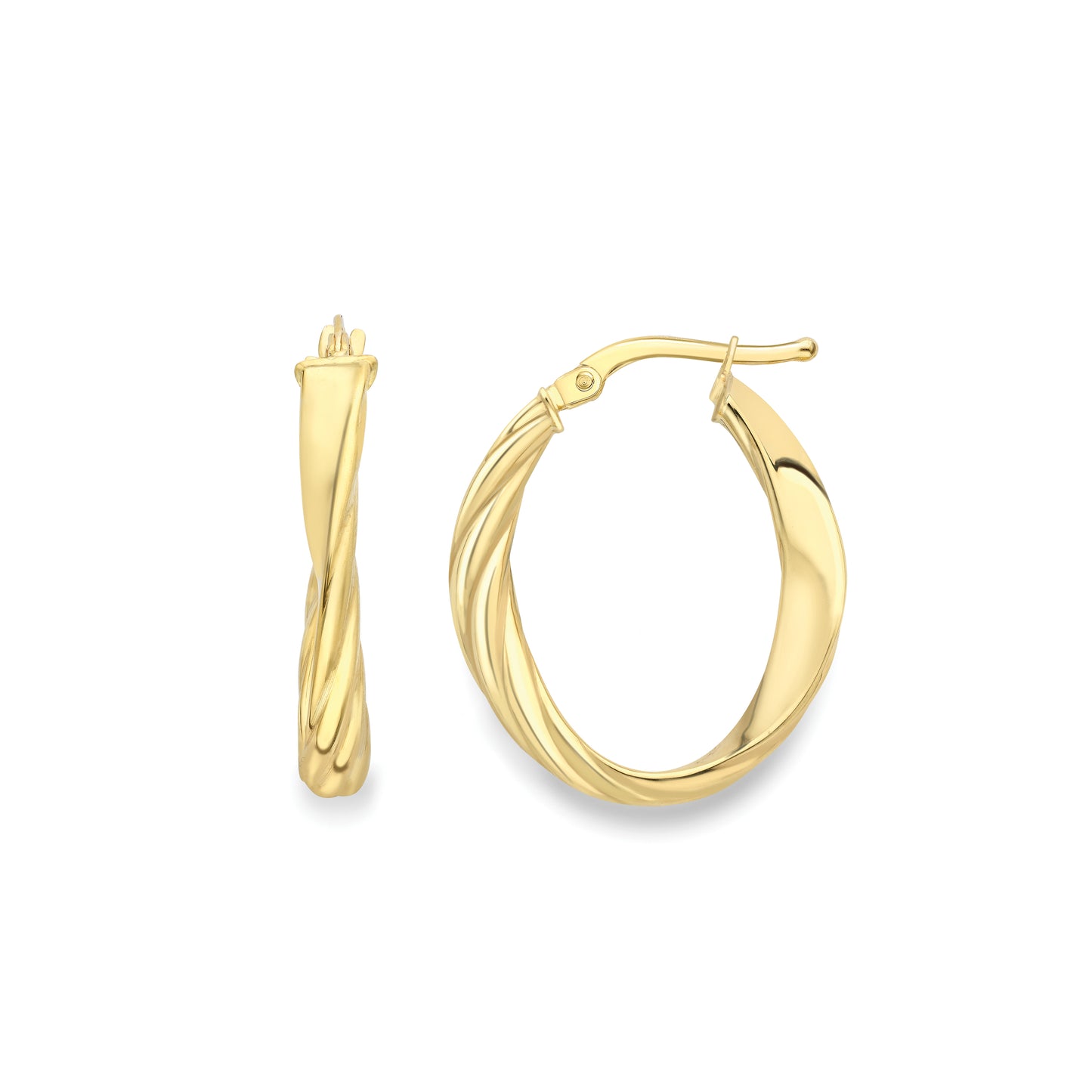 9ct Gold  Polished and Twisted Oval Hoop Earrings - EANR02182