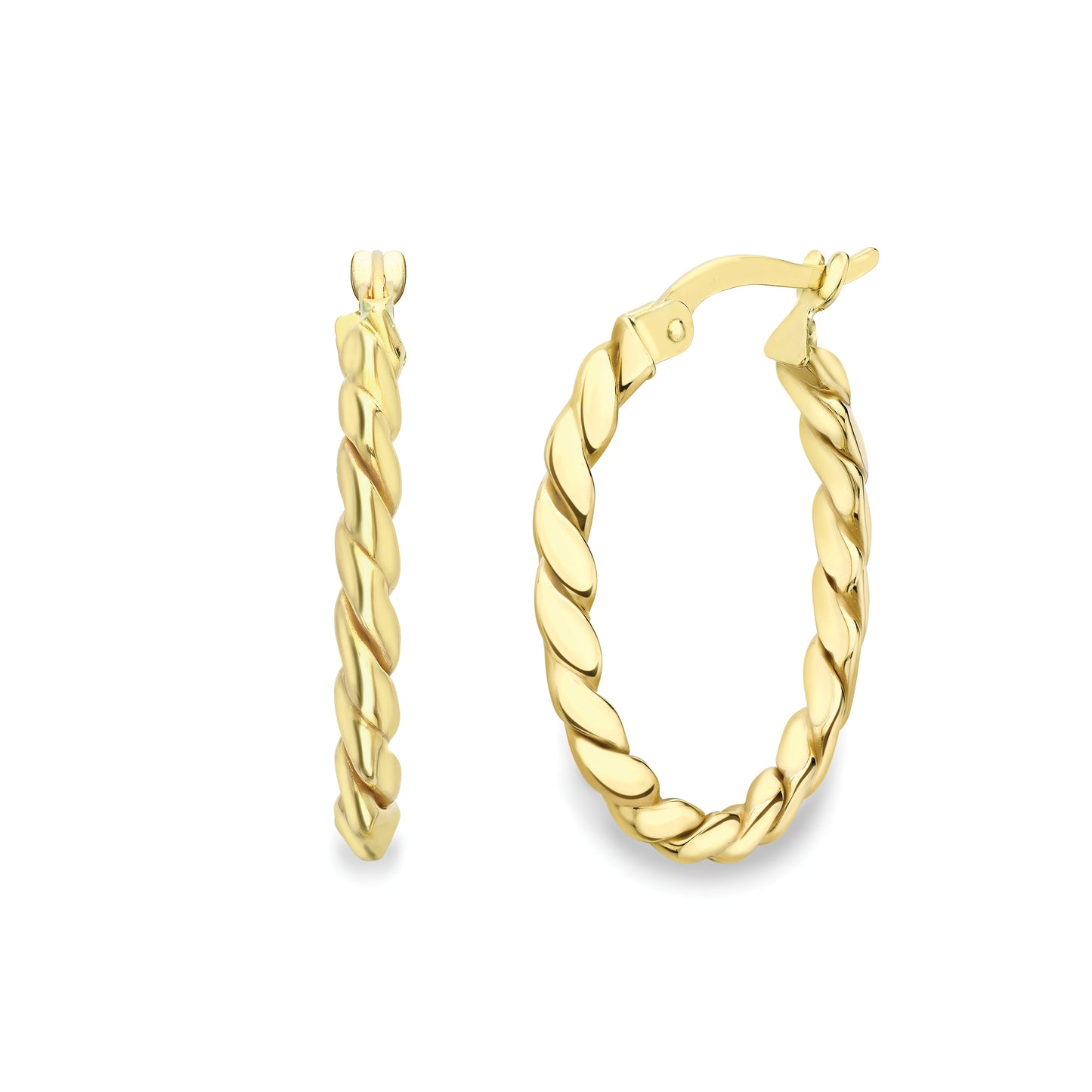 9ct Gold  Knife Edge Oval Twisted Hoops - EANR02185