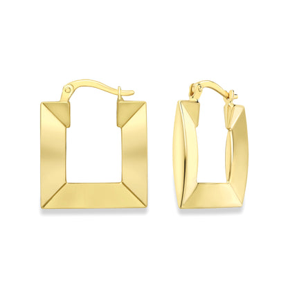 9ct Gold  Curved Polished Square Earrings - EANR02190
