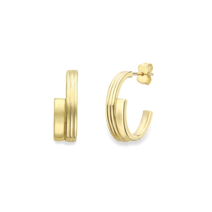9ct Gold  Half Hoop Stud Earrings - EANR02195