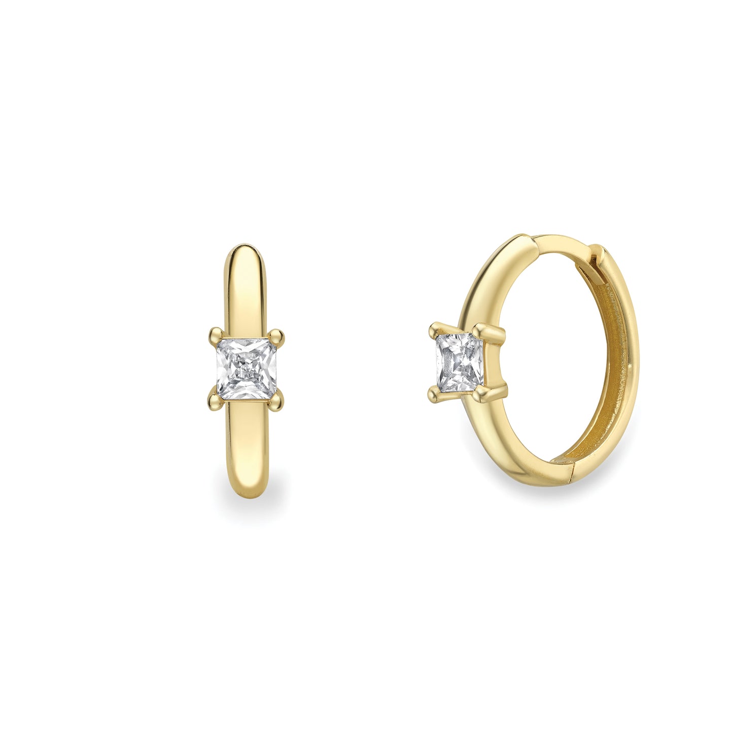 9ct Gold  Huggie Earrings with CZ stone - EANR02203
