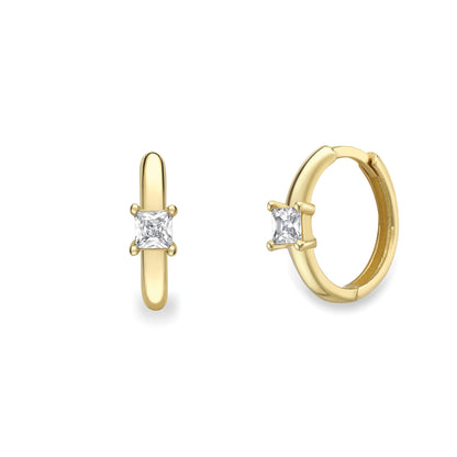 9ct Gold  Huggie Earrings with CZ stone - EANR02203