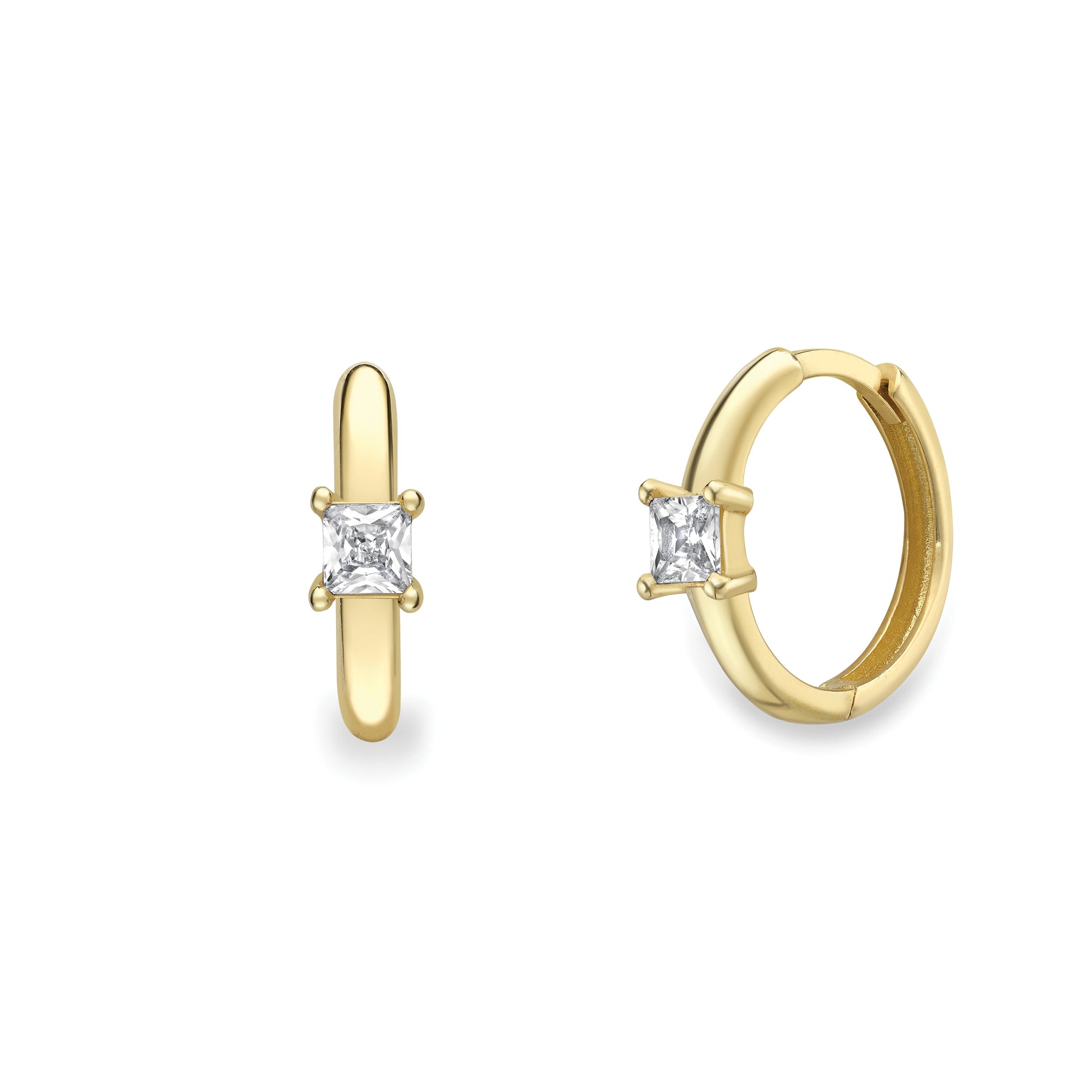 9ct Gold  Huggie Earrings with CZ stone - EANR02203