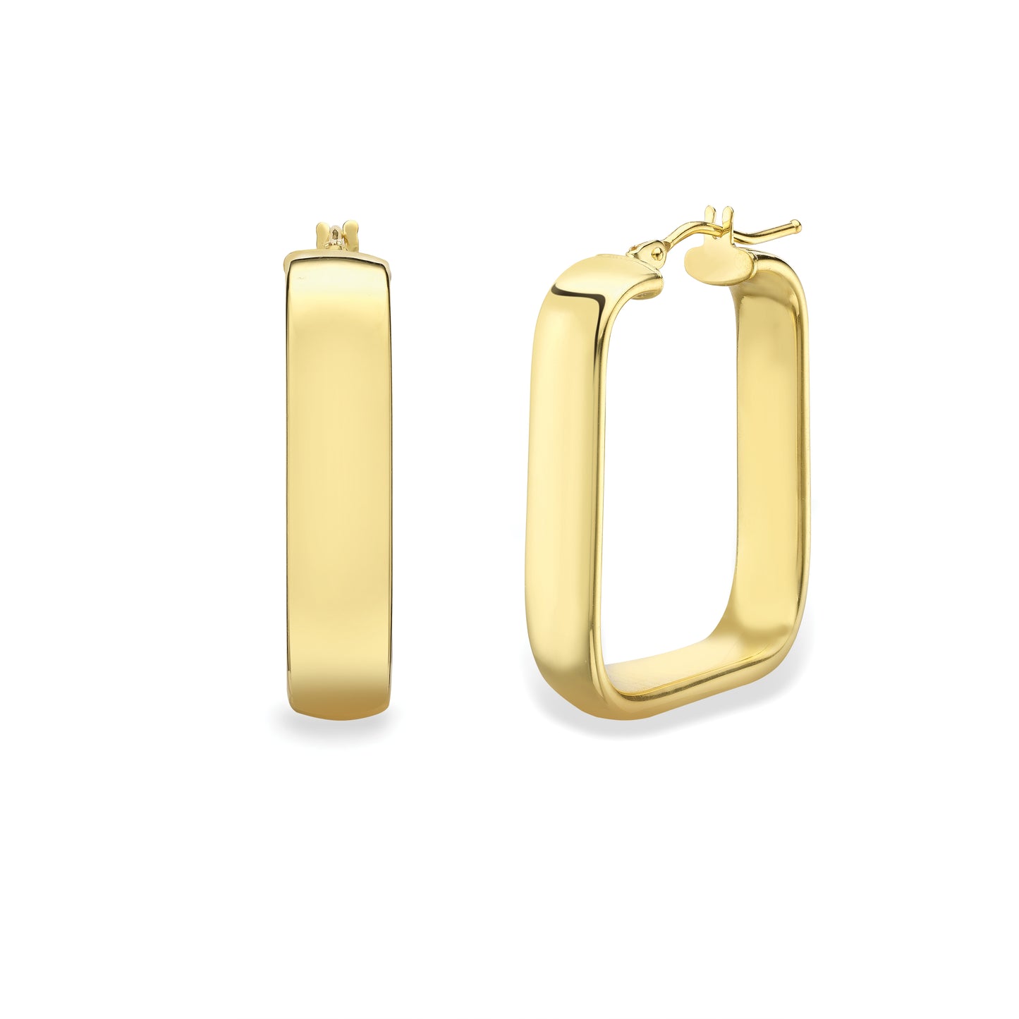 9ct Gold  Elongated Polished Square Hoop Earrings - EANR02231