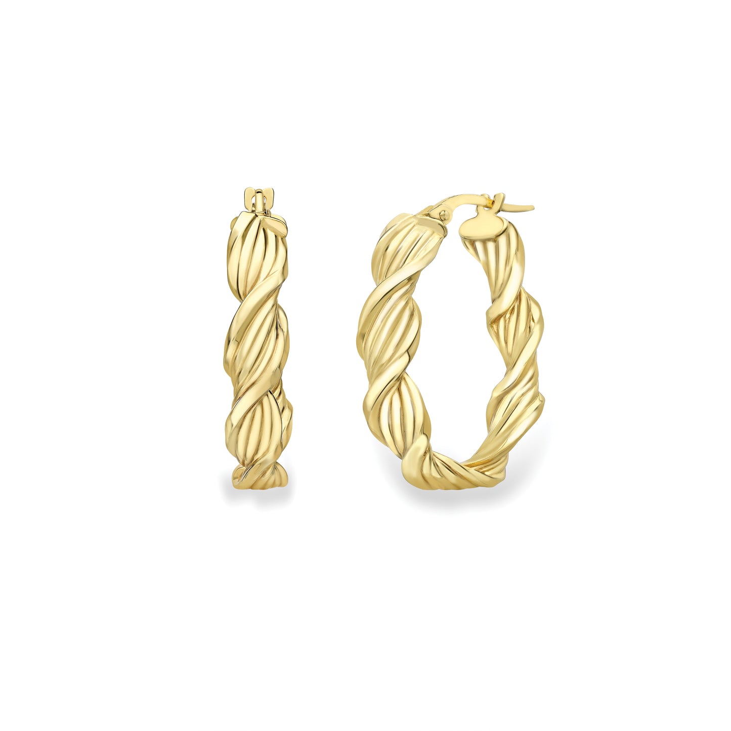 9ct Gold  Oval Twisted Hoop Earrings - EANR02235