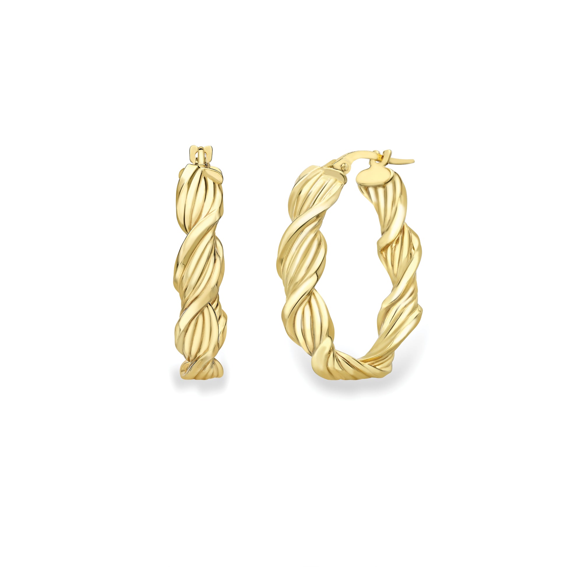9ct Gold  Oval Twisted Hoop Earrings - EANR02235