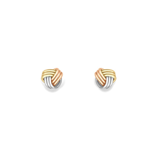 9ct Gold  Three Colour Knot Earrings - EANR02242