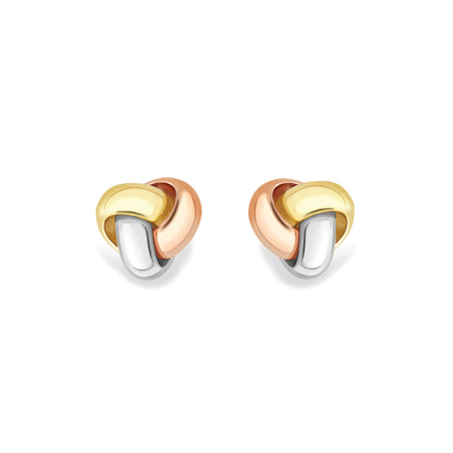 9ct Gold  Three Colour Knot Earrings - EANR02244